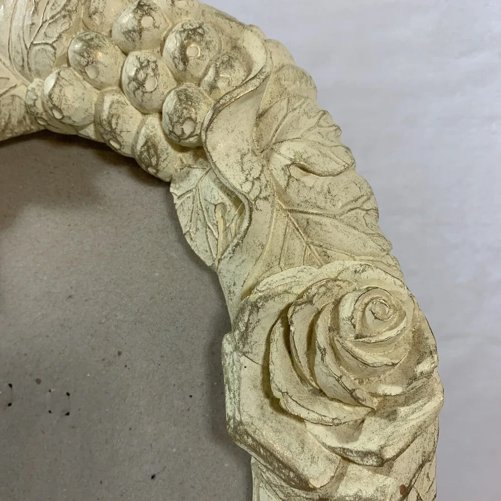 Vintage Ornate Oval Floral Rose Shabby Victorian Chic Style Grapes Picture Frame